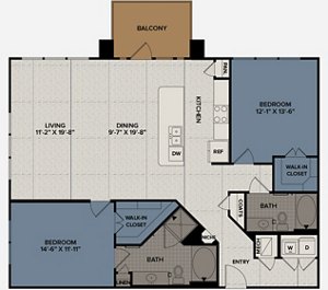 2 beds, 2 baths, 1,361 sqft, $1,886