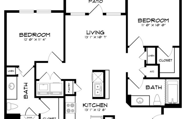 2 beds, 2 baths, 960 sqft, $1,670