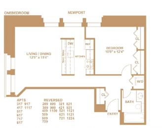 1 bed, 1 bath, 732 sqft, $1,455