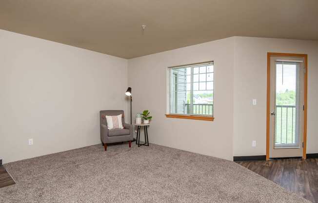 Light filled living room with window