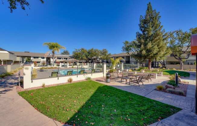 Outdoor Patio Overlooking At Pool at Balboa, California