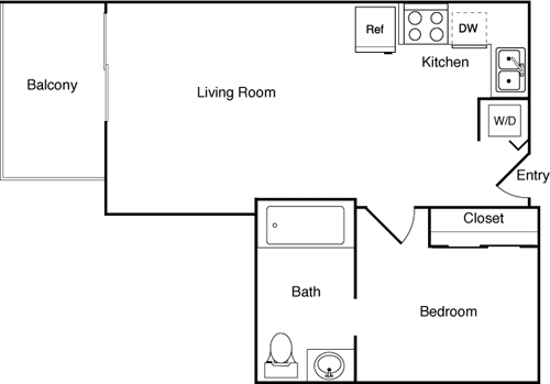 1 bed, 1 bath, 461 sqft, $2,763, Unit 424