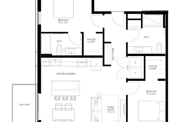 2 beds, 2 baths, 960 sqft, $2,250, Unit 514