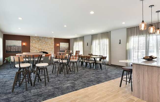 Pines of Burnsville - Clubhouse Seating Area & Fireplace