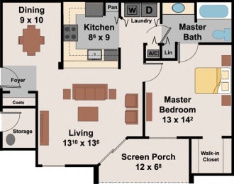 1 bed, 1 bath, 961 sqft, $1,599