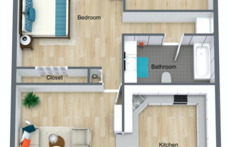 1 bed, 1 bath, 551 sqft, $1,245, Unit 24-Unit 330