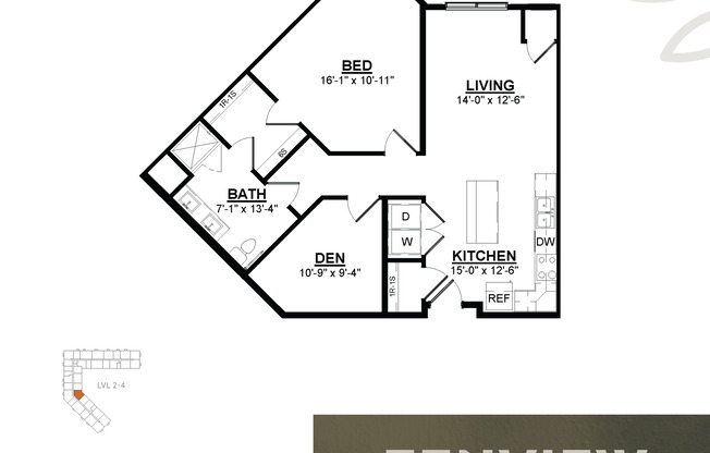 1 bed, 1 bath, 1,015 sqft, $1,995, Unit 410
