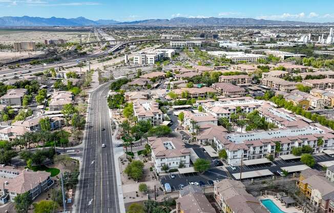 Aerial view of the Monument apartments