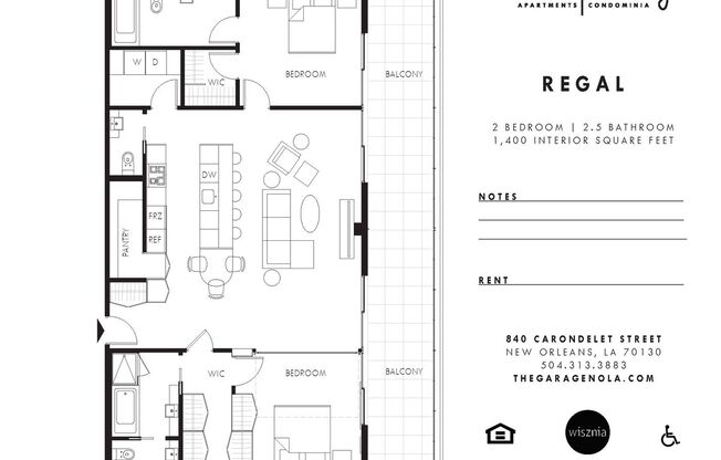 2 beds, 2.5 baths, 1,400 sqft, $4,900, Unit 503