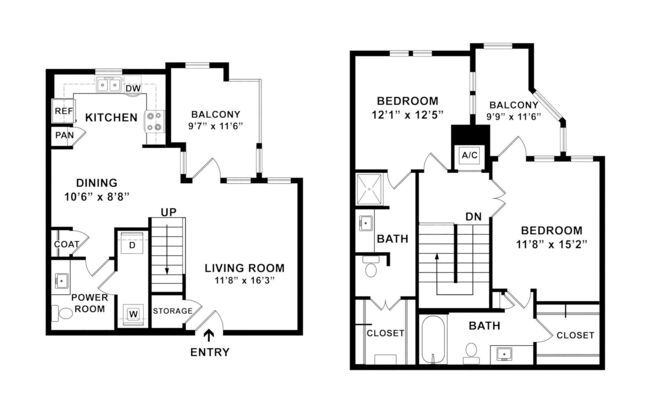 2 beds, 2.5 baths, 1,305 sqft, $2,220