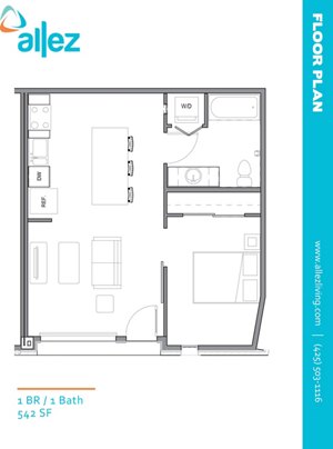 1 bed, 1 bath, 544 sqft, $2,005