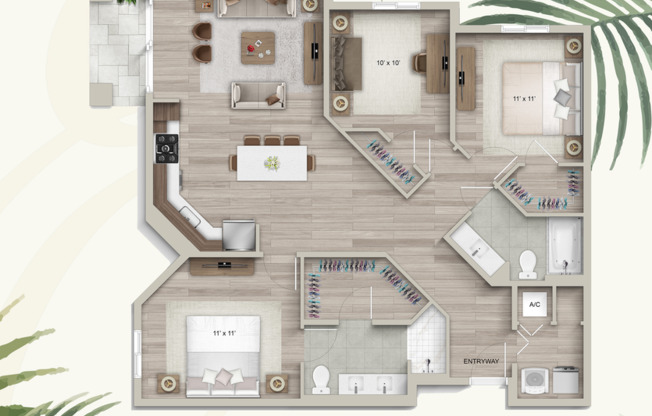 3 beds, 2 baths, 1,333 sqft, $3,220, Unit 8510-G412
