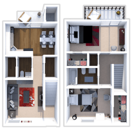 2 Bed 1 Bath The Oak Floor Plan at Indian Woods