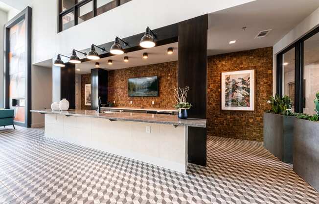 Lenox SoCo Apartments kitchen clubhouse area