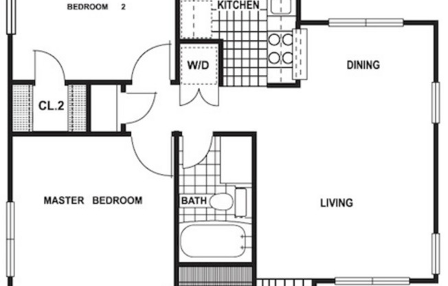 2 beds, 1 bath, 740 sqft, $1,215