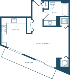 Studio, 1 bath, 545 sqft, $2,316