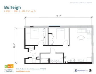 2 beds, 1 bath, 933 sqft, $1,348