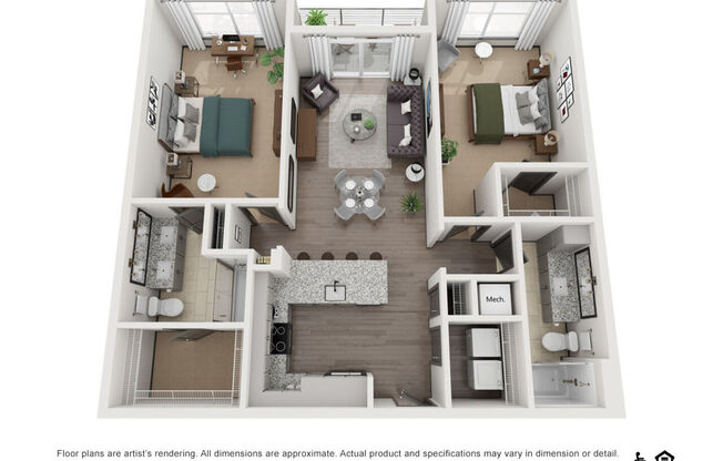 2 beds, 2 baths, 1,196 sqft, $2,277