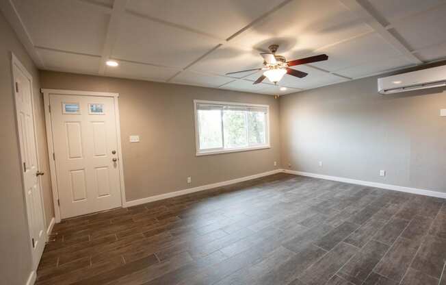 view of living room with wood styled floors