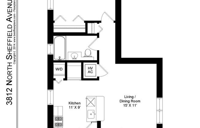 1 bed, 1 bath, 449 sqft, $2,135, Unit 3812S-2N