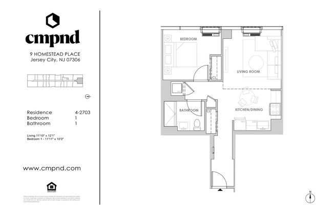 1 bed, 1 bath, 588 sqft, $3,150, Unit 1203