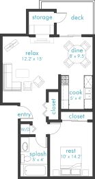 1 bed, 1 bath, 625 sqft, $1,399