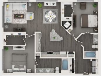 2 beds, 2 baths, 1,238 sqft, $1,875