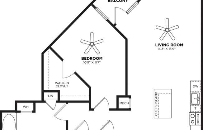 1 bed, 1 bath, 929 sqft, $3,320, Unit 243