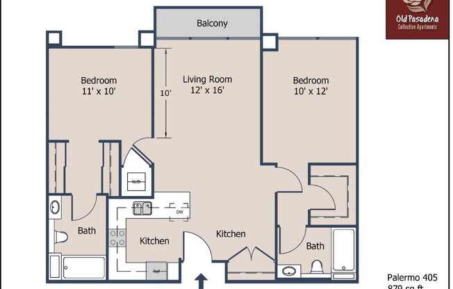 2 beds, 2 baths, 879 sqft, $3,595, Unit 405 P