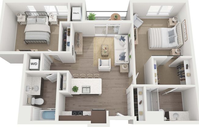 2 beds, 2 baths, 1,025 sqft, $1,875, Unit A4-209