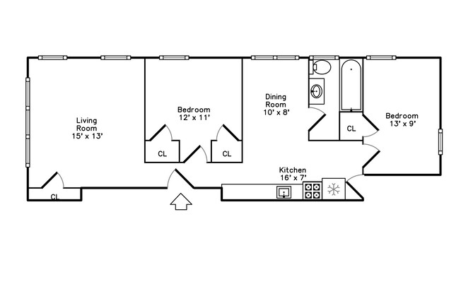 2 beds, 1 bath, 800 sqft, $1,695, Unit 1N