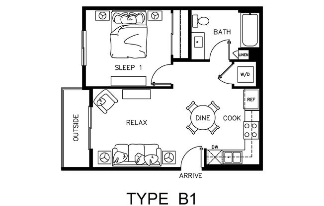 1 bed, 1 bath, 630 sqft, $2,550, Unit 109