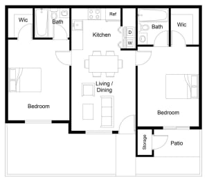 2 beds, 2 baths, 900 sqft, $1,750