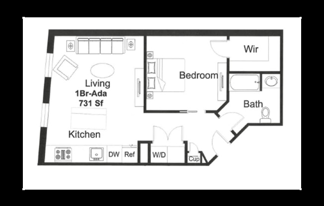 1 bed, 1 bath, 731 sqft, $1,450, Unit 208N