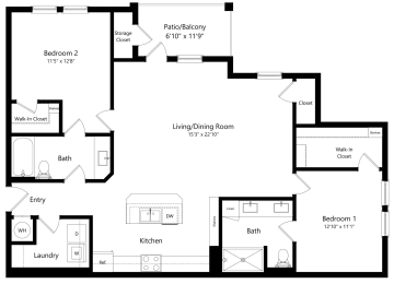 2 beds, 2 baths, 1,290 sqft, $2,206