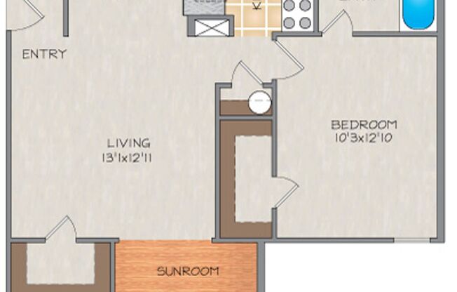 1 bed, 1 bath, 616 sqft, $1,065, Unit D230