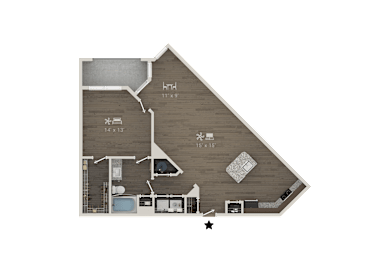 1 bed, 1 bath, 985 sqft, $1,842
