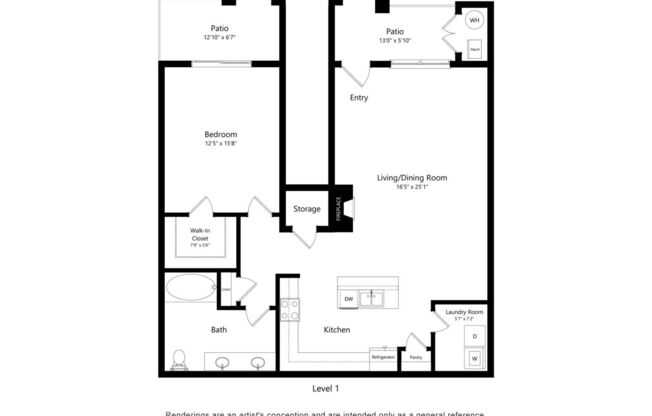 1 bed, 1 bath, 970 sqft, $1,945