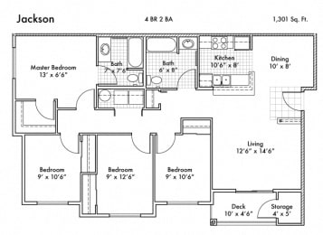 4 beds, 2 baths, 1,301 sqft, $2,428