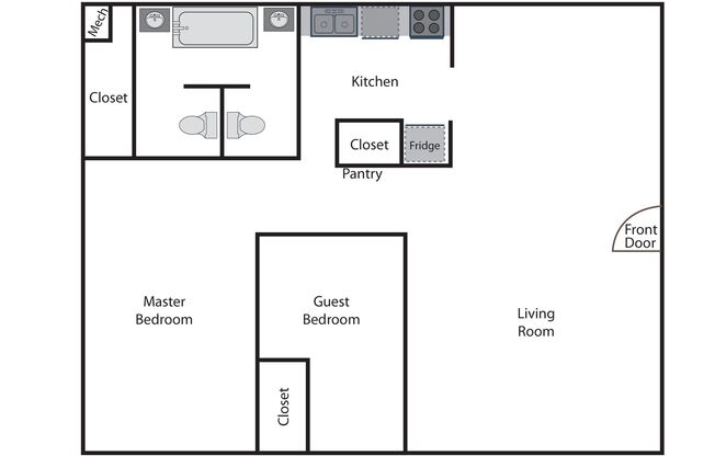 2 beds, 1.5 baths, 950 sqft, $959