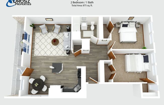 2 beds, 1 bath, 875 sqft, $1,770, Unit 26A