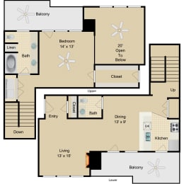 1 bed, 1.5 baths, 1,109 sqft, $1,530