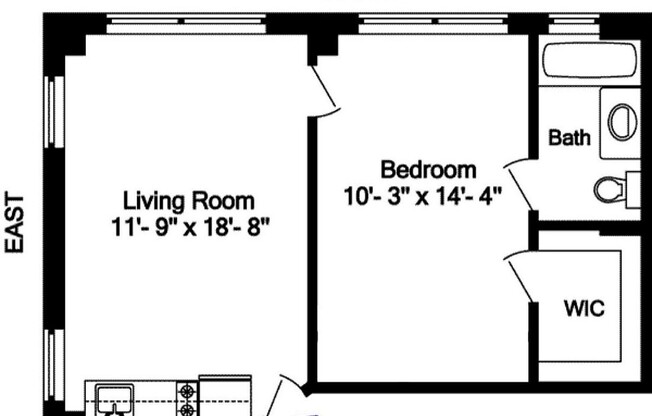1 bed, 1 bath, $4,250, Unit 1014