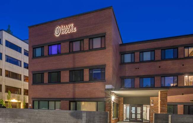 Maye House at Dusk Entrance