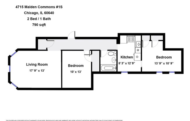 2 beds, 1 bath, 790 sqft, $1,865, Unit 4715-1S