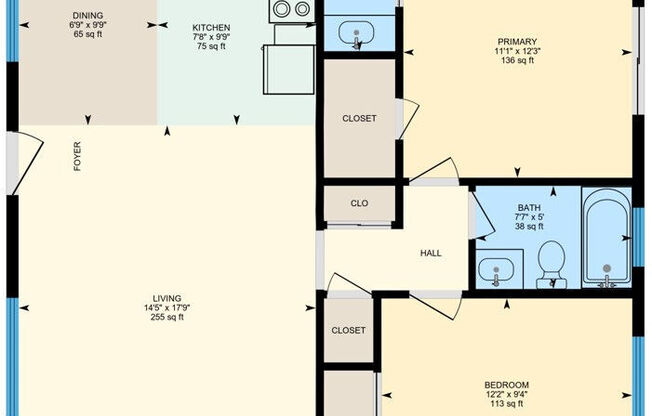 2 beds, 1.5 baths, 850 sqft, $1,485