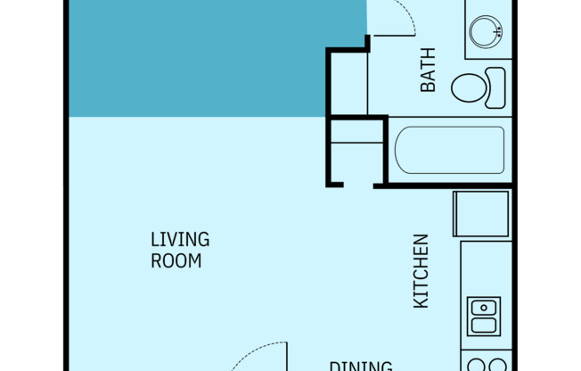 Studio, 1 bath, 396 sqft, $749