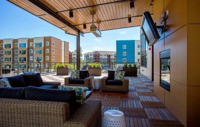 Outside Patio at Tivalli Apartments, Lynnwood, WA