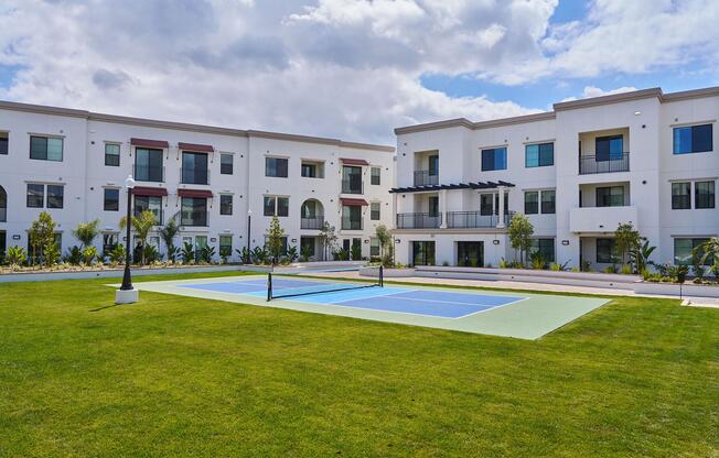 a large lawn in front of a building