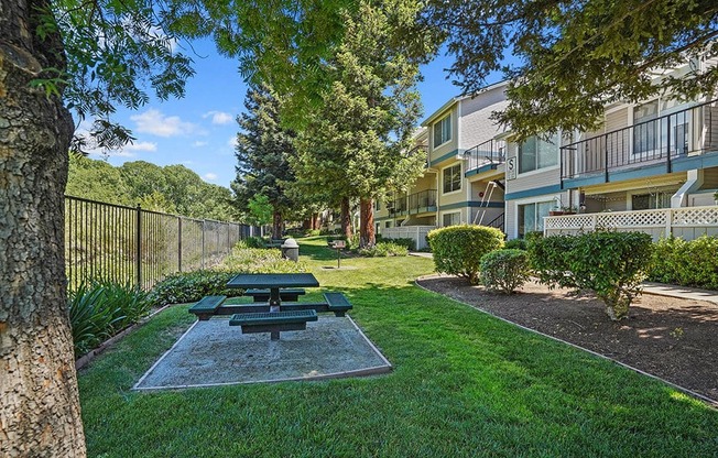Park bench at Clayton Creek Apartments, Concord, California